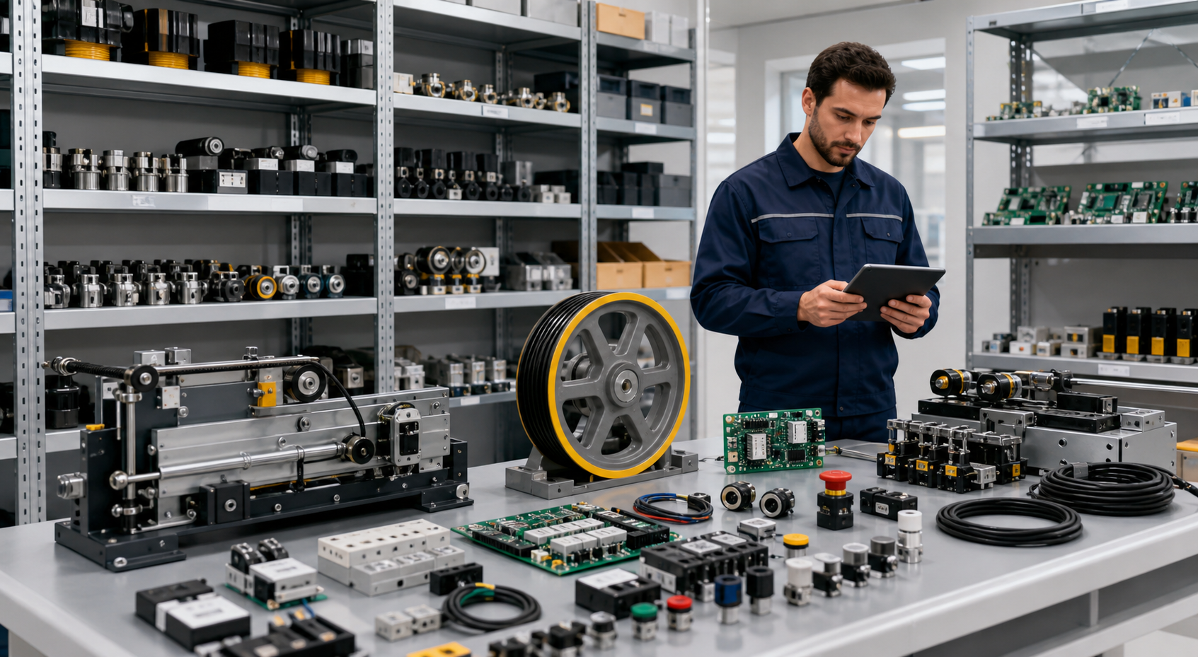 Organized inventory of elevator spare parts